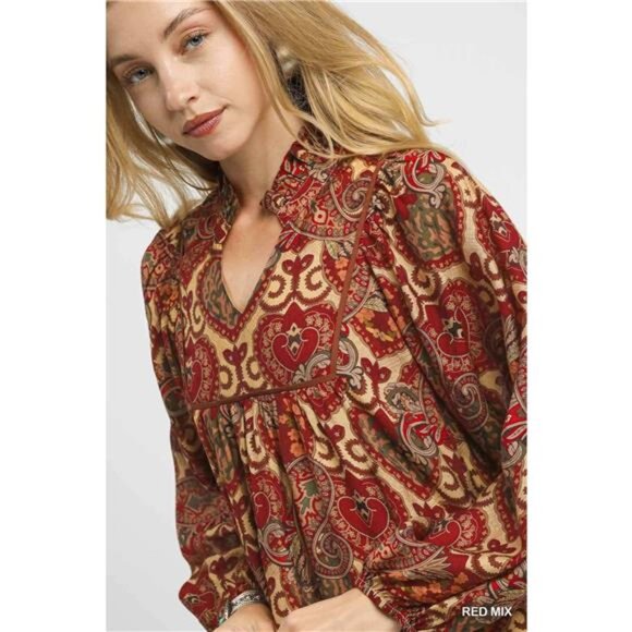 ✨NWT Umgee Boho Mix Paisley Babydoll Dress - Picture 5 of 5